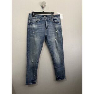 Aeropostal Athletic Skinny Denim Jean Men 31/30 Distressed Light Wash